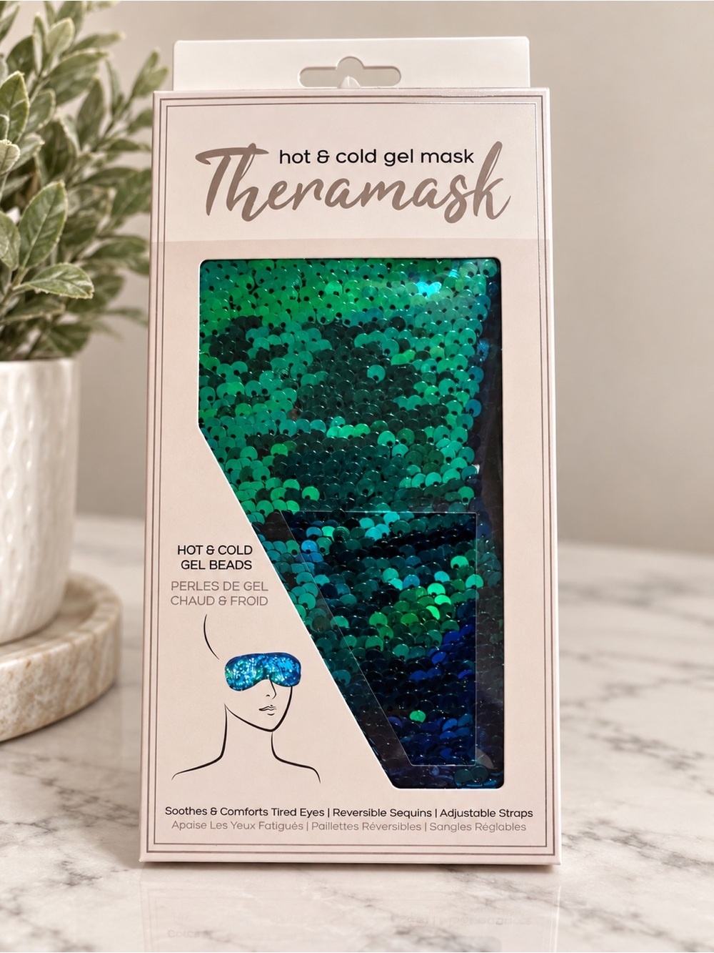 Theramask Hot & Cold Gel Eye Mask – Reversible Sequins